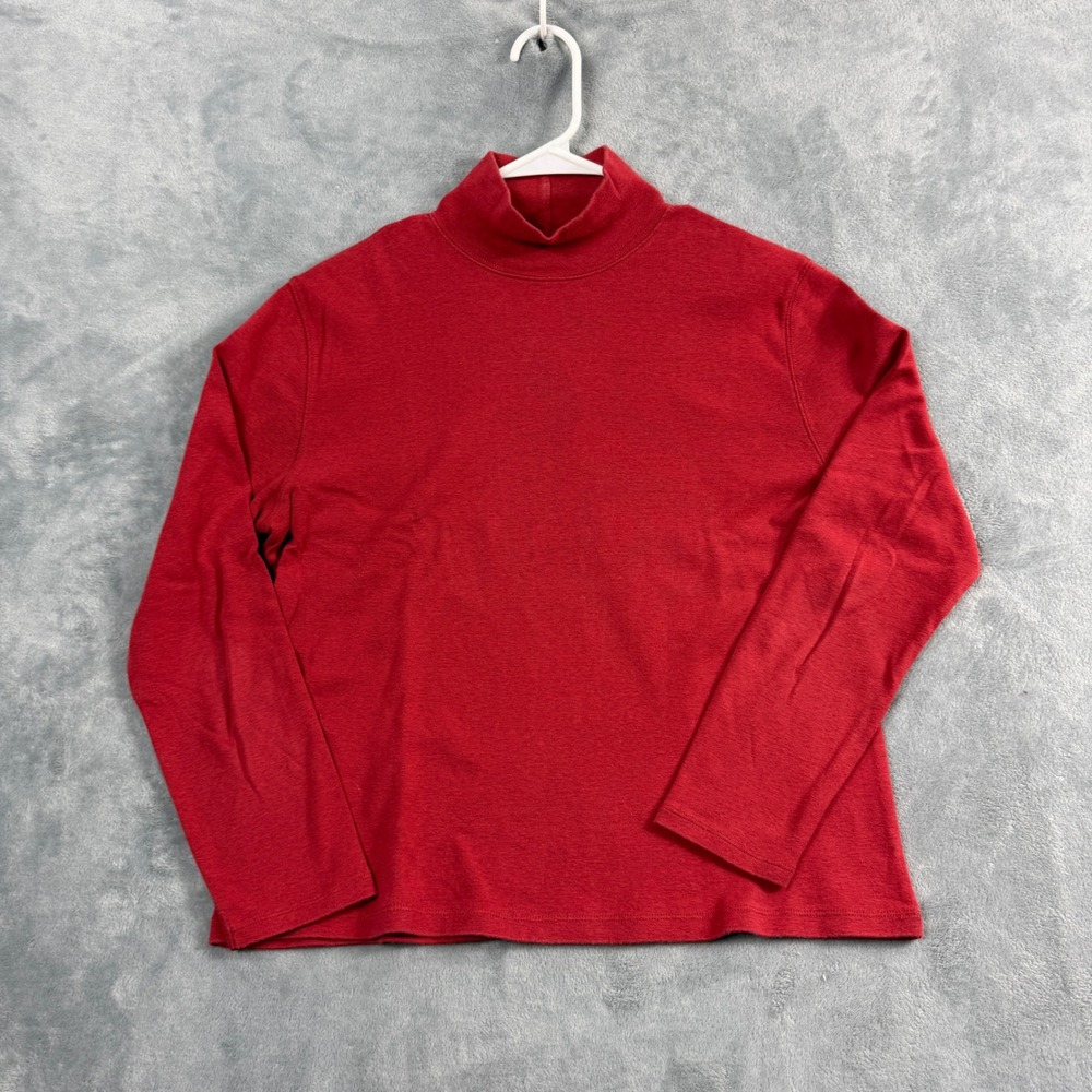 Pendleton Womens L Burnt Red Mock Neck Long Sleeve Shirt Minimalist Quiet Luxury